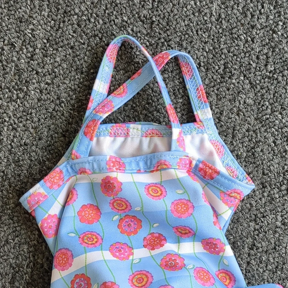 6M Striped Floral I Play One Piece Baby Swimsuit With Built-In Swim Diaper